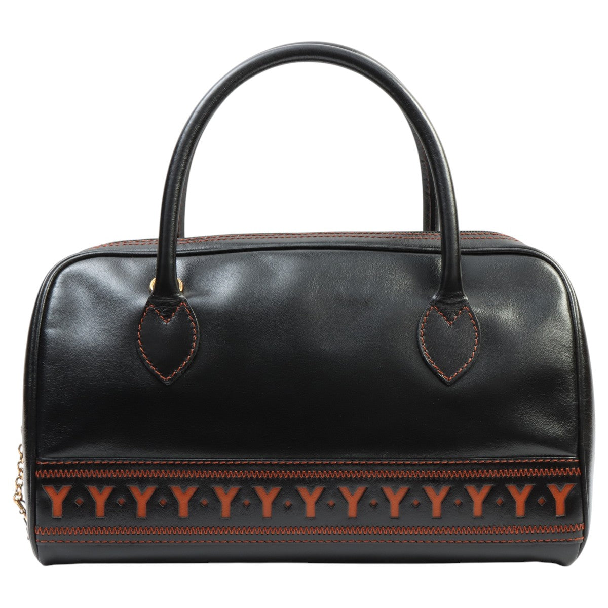 Y-cut 2-way Boston bag Black/Orange