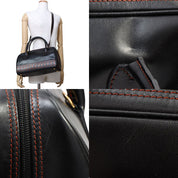 Y-cut 2-way Boston bag Black/Orange