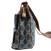 Denim Macadam Pattern Shoulder Bag Indigo