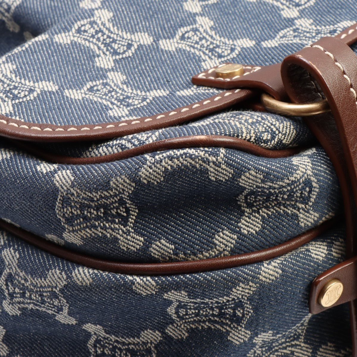 Denim Macadam Pattern Shoulder Bag Indigo