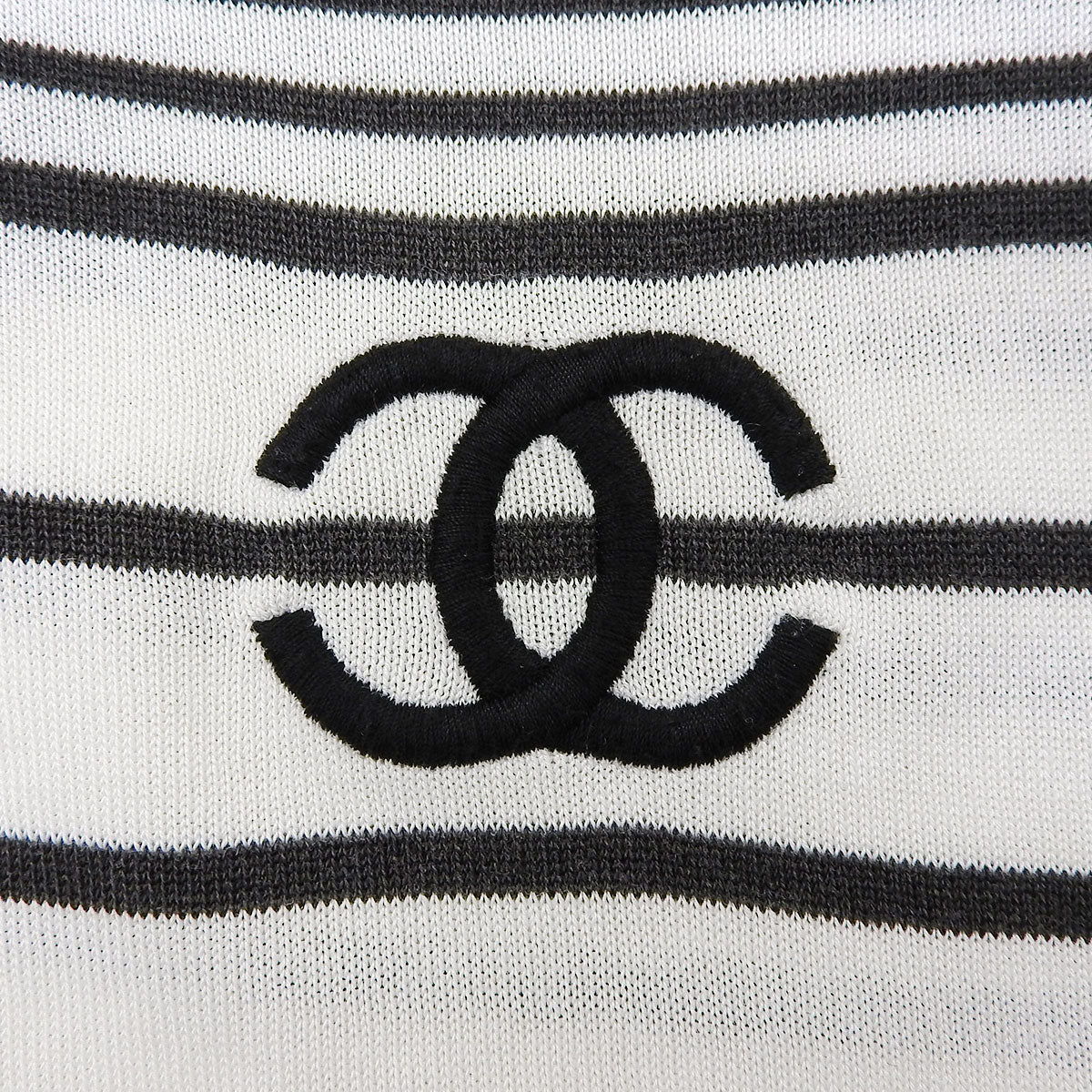 ストライプパターンCCマーク刺繍半袖Tシャツ #42 ホワイト/ブラック