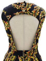 Flower Pattern Logo Plate Dress #IT42 Black/Multi