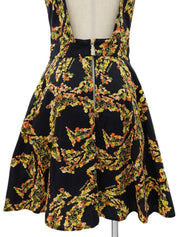 Flower Pattern Logo Plate Dress #IT42 Black/Multi