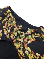 Flower Pattern Logo Plate Dress #IT42 Black/Multi