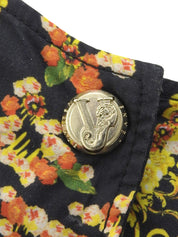 Flower Pattern Logo Plate Dress #IT42 Black/Multi