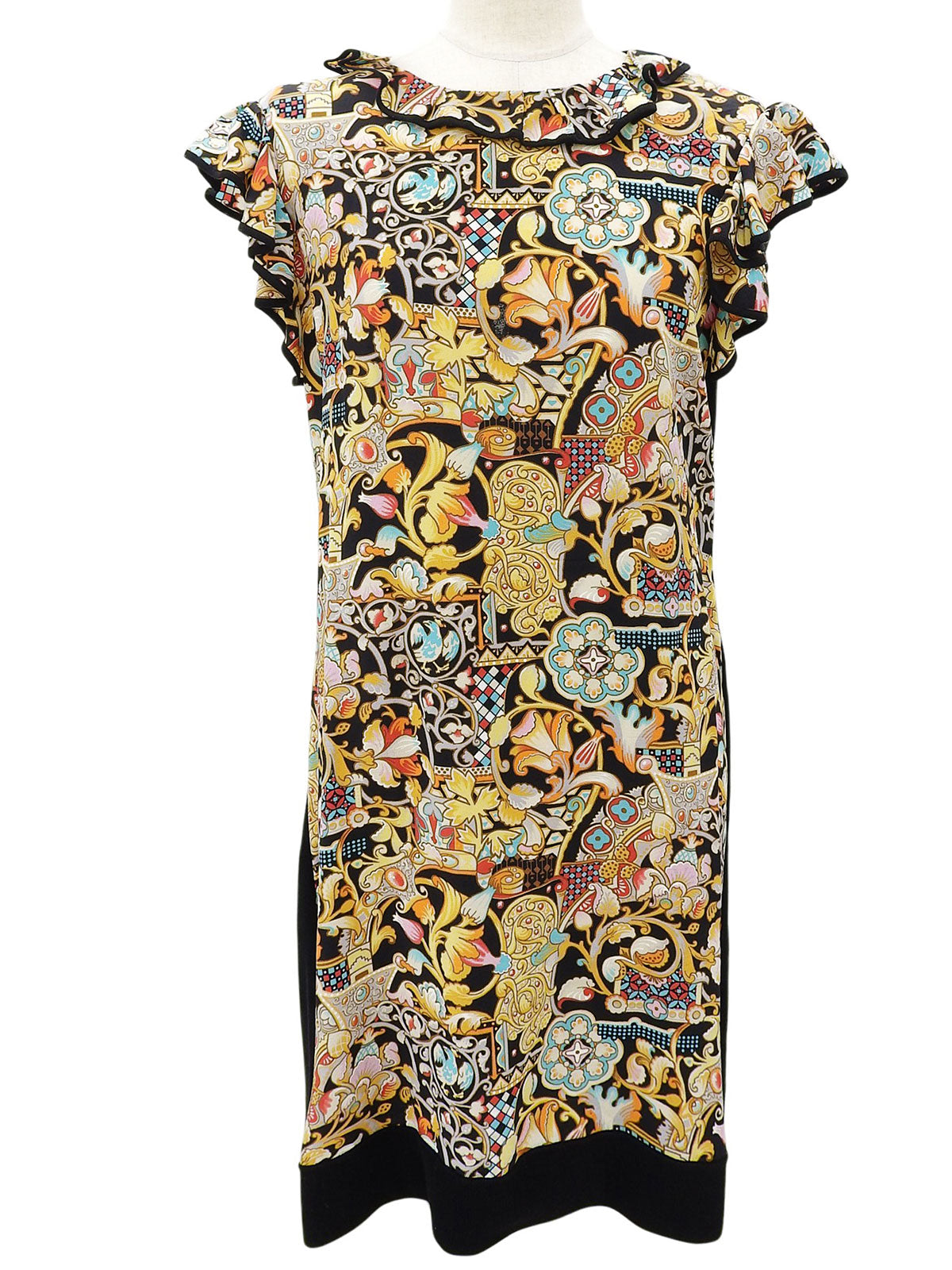 Multi-Print Dress #M Black/Multi