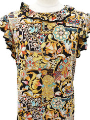 Multi-Print Dress #M Black/Multi