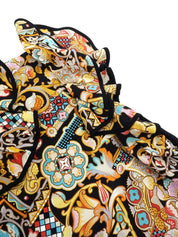 Multi-Print Dress #M Black/Multi