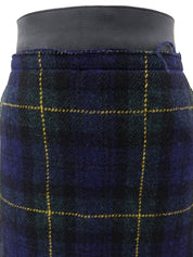 Wool Check Pattern Tight Skirt #36 Navy/Black
