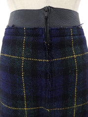 Wool Check Pattern Tight Skirt #36 Navy/Black