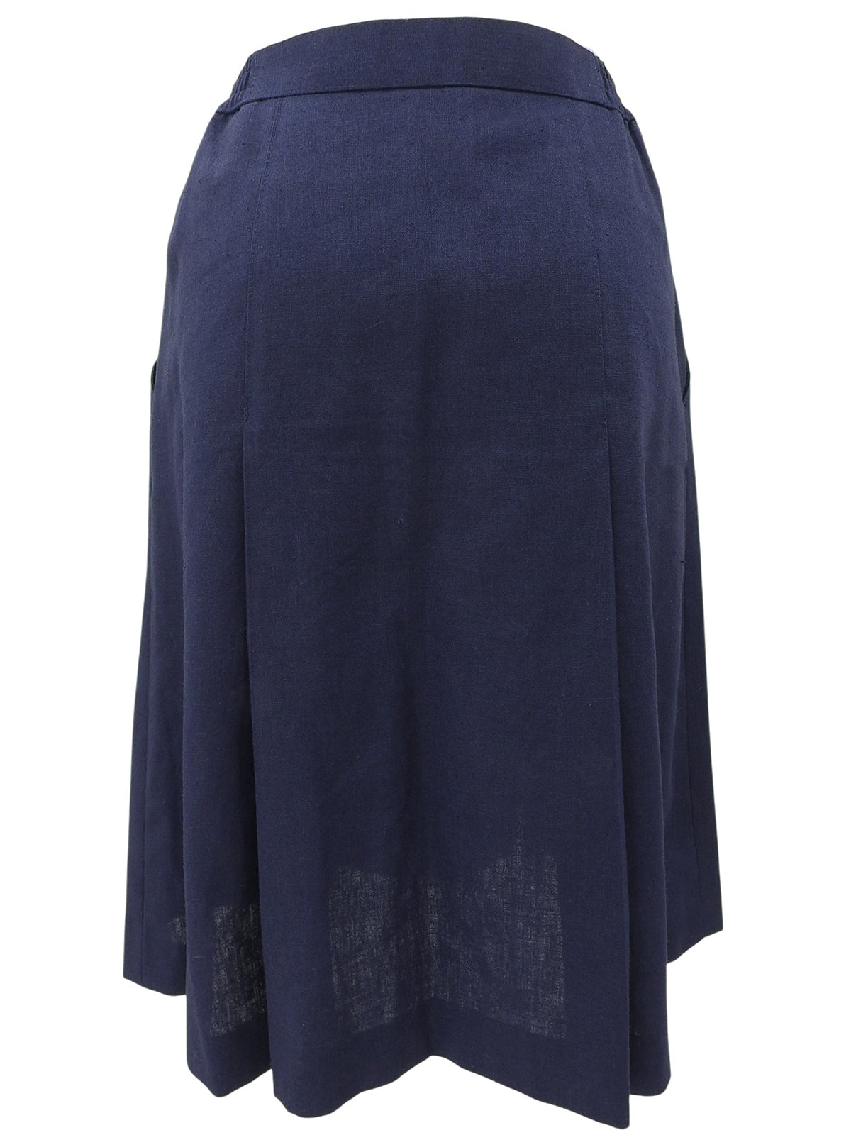 Linen Logo Embroidered Skirt #4 Navy