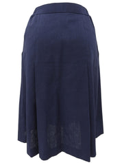 Linen Logo Embroidered Skirt #4 Navy