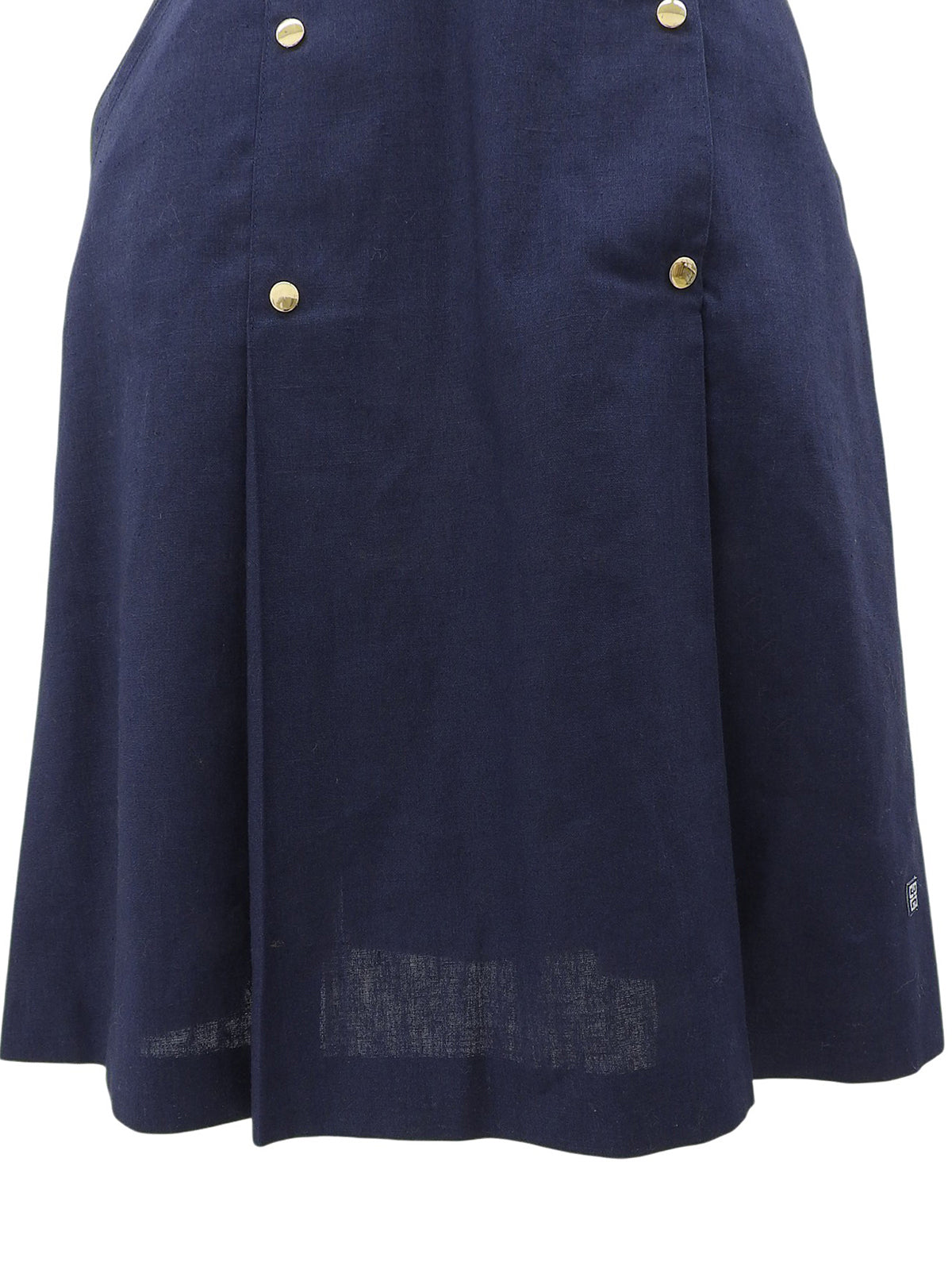 Linen Logo Embroidered Skirt #4 Navy