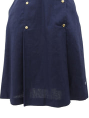Linen Logo Embroidered Skirt #4 Navy