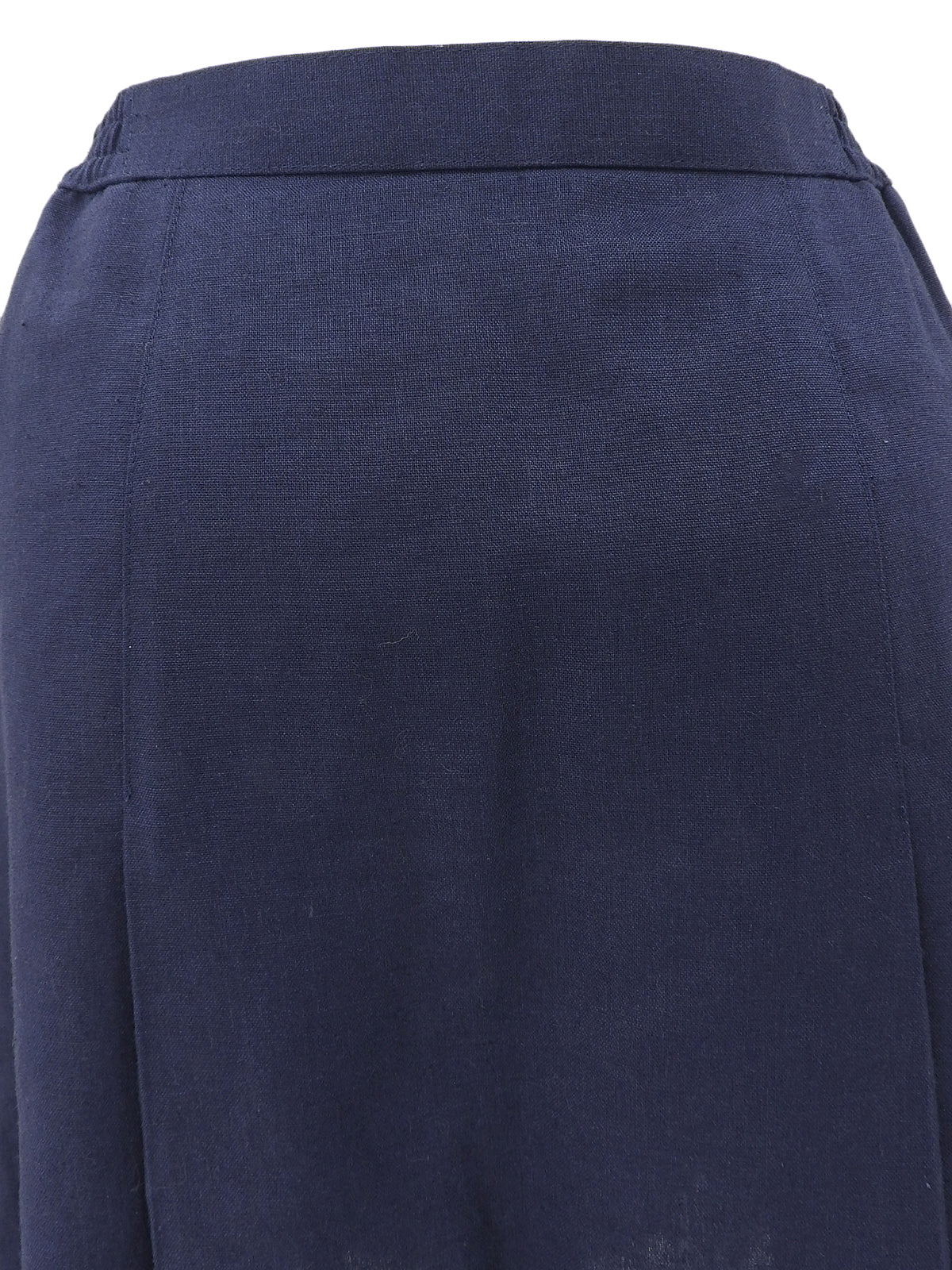 Linen Logo Embroidered Skirt #4 Navy