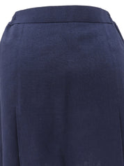Linen Logo Embroidered Skirt #4 Navy