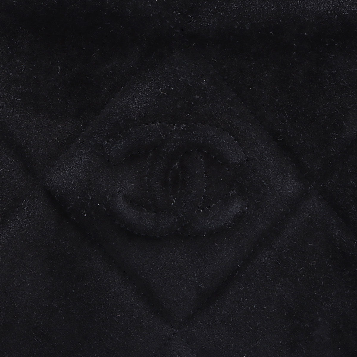 Vintage 1985-1990 Suede Diamond CC Stitch Chain Shoulder Bag Black