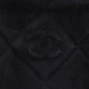 Vintage 1985-1990 Suede Diamond CC Stitch Chain Shoulder Bag Black