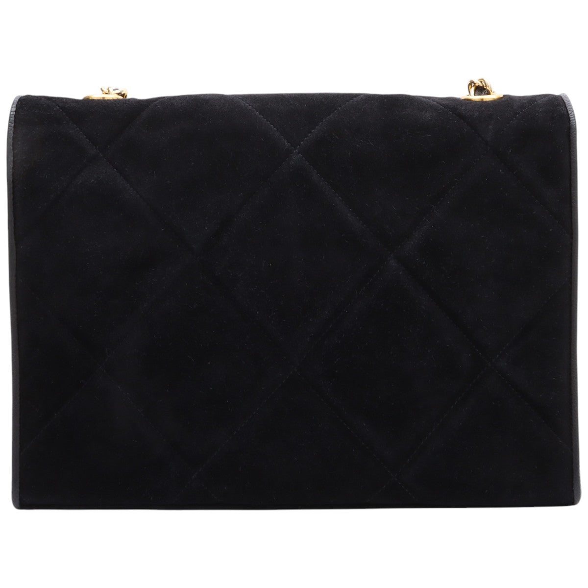 Vintage 1985-1990 Suede Diamond CC Stitch Chain Shoulder Bag Black