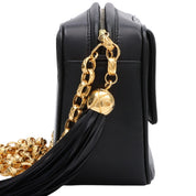 Circa 1992 CC Mark Stitch Tassel Bijoux Chain Shoulder Bag Black