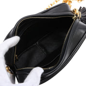Circa 1992 CC Mark Stitch Tassel Bijoux Chain Shoulder Bag Black