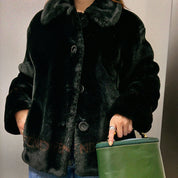Faux Fur Logo Jacket #42 Black