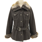 Faux Fur Logo Button Coat #38 Khaki