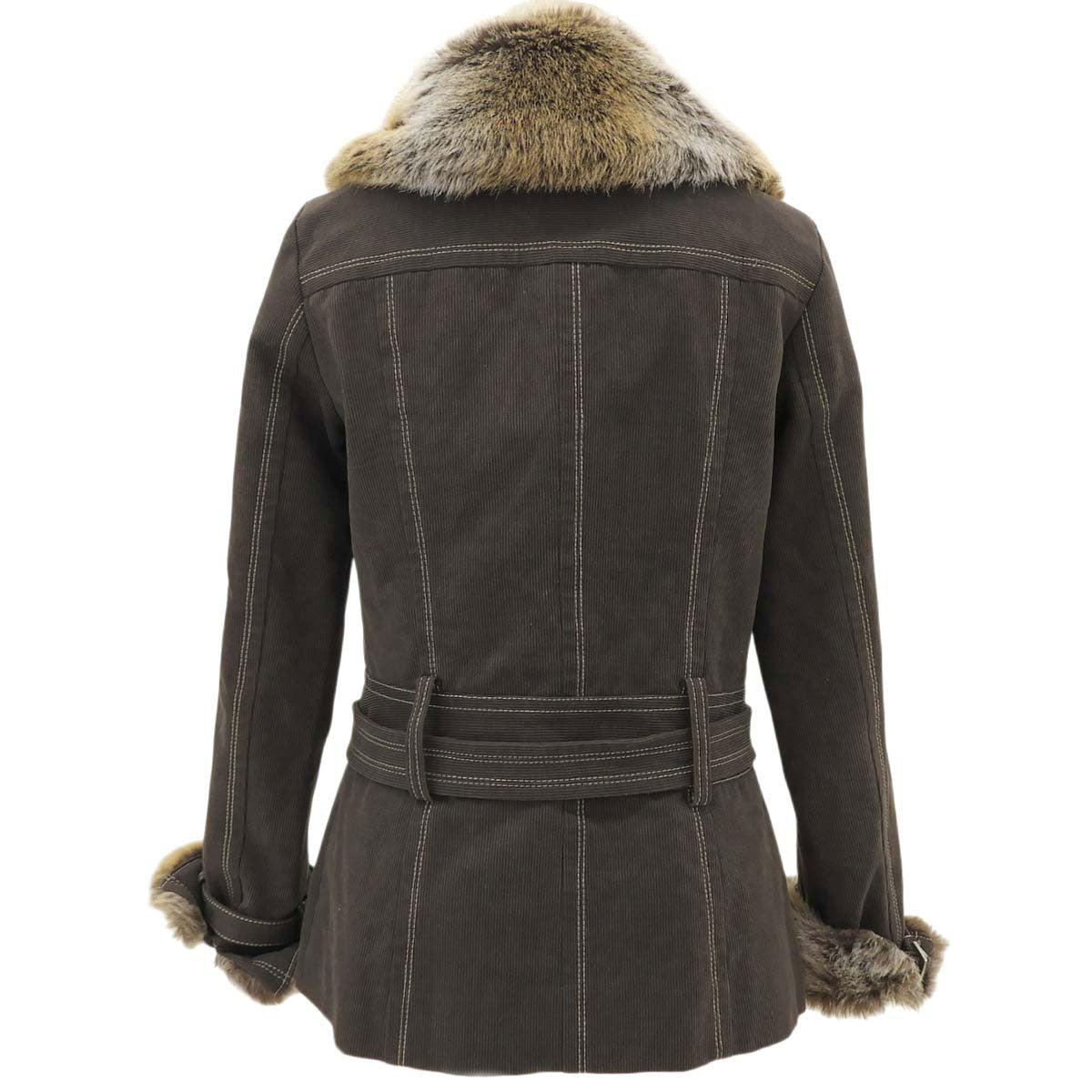 Faux Fur Logo Button Coat #38 Khaki