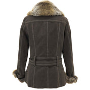 Faux Fur Logo Button Coat #38 Khaki