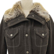 Faux Fur Logo Button Coat #38 Khaki