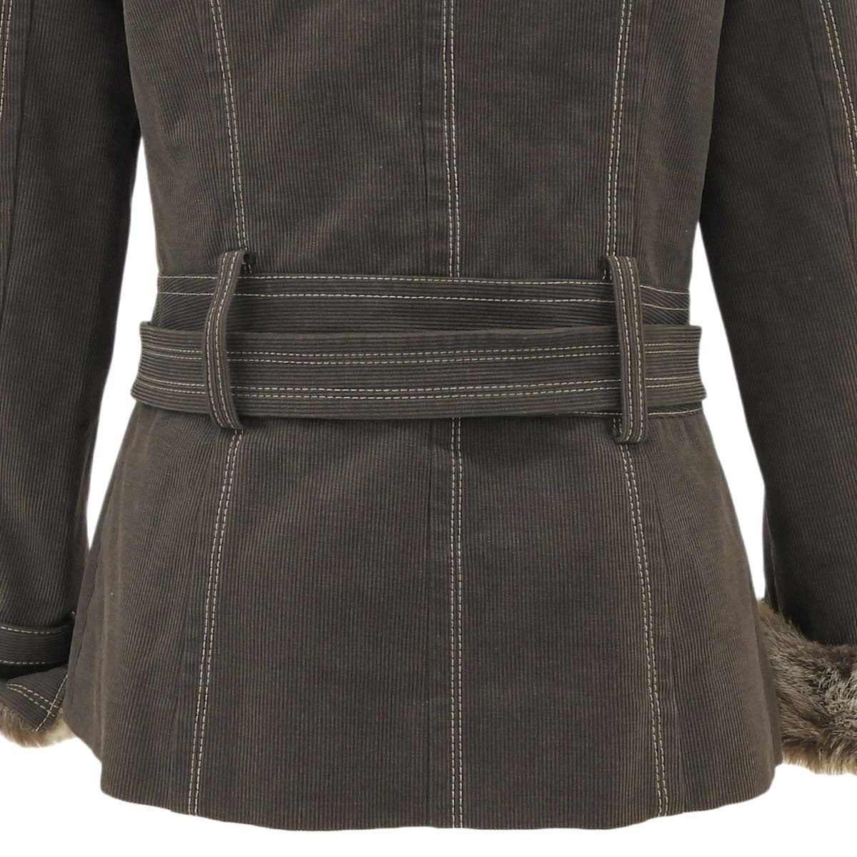 Faux Fur Logo Button Coat #38 Khaki