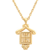 Square Design Logo Plate Necklace Gold