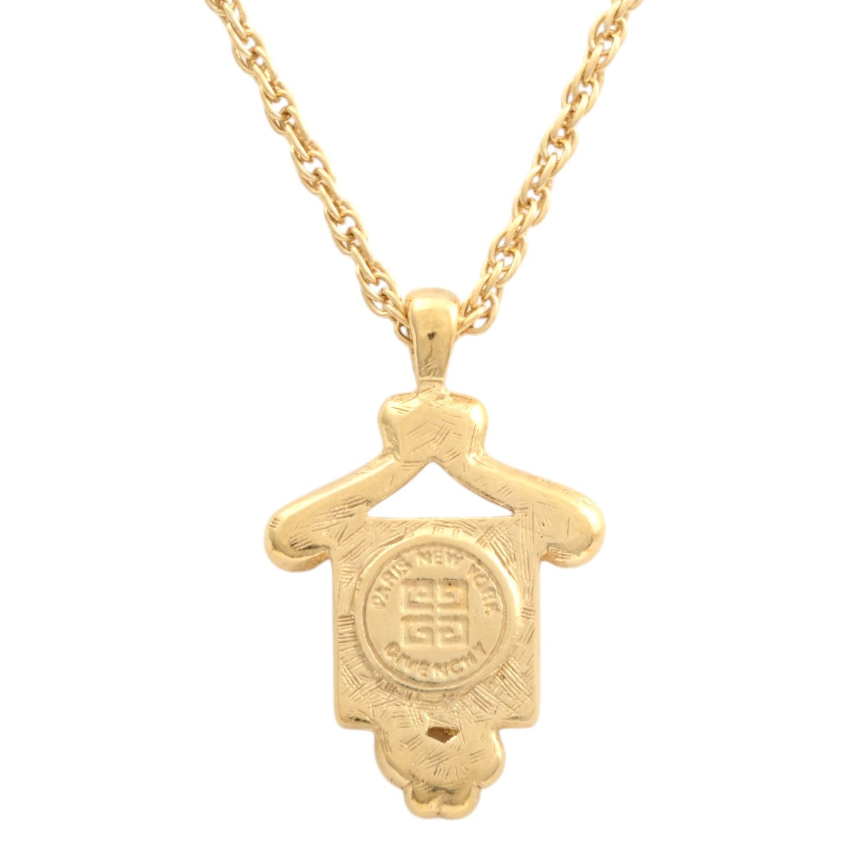 Square Design Logo Plate Necklace Gold