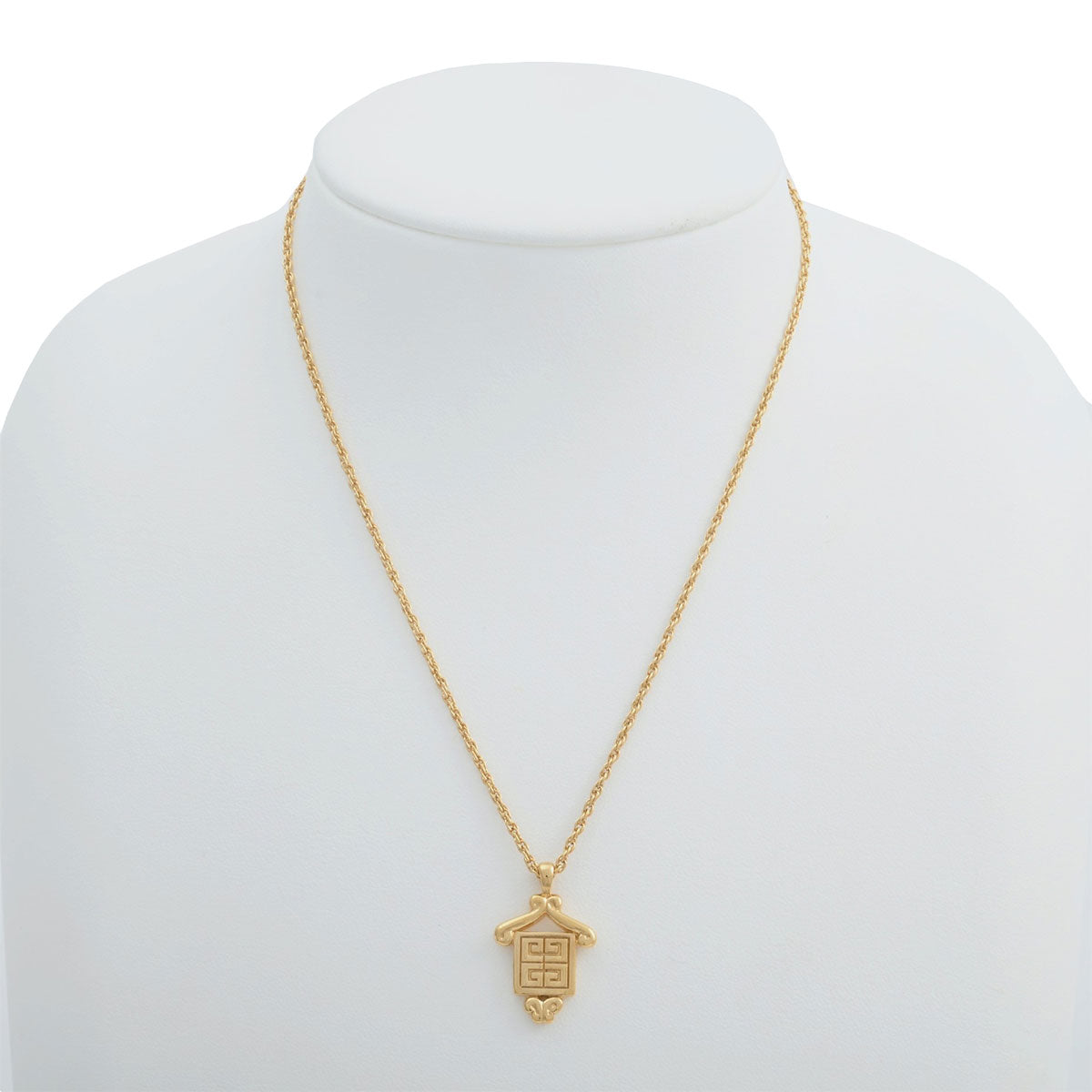 Square Design Logo Plate Necklace Gold