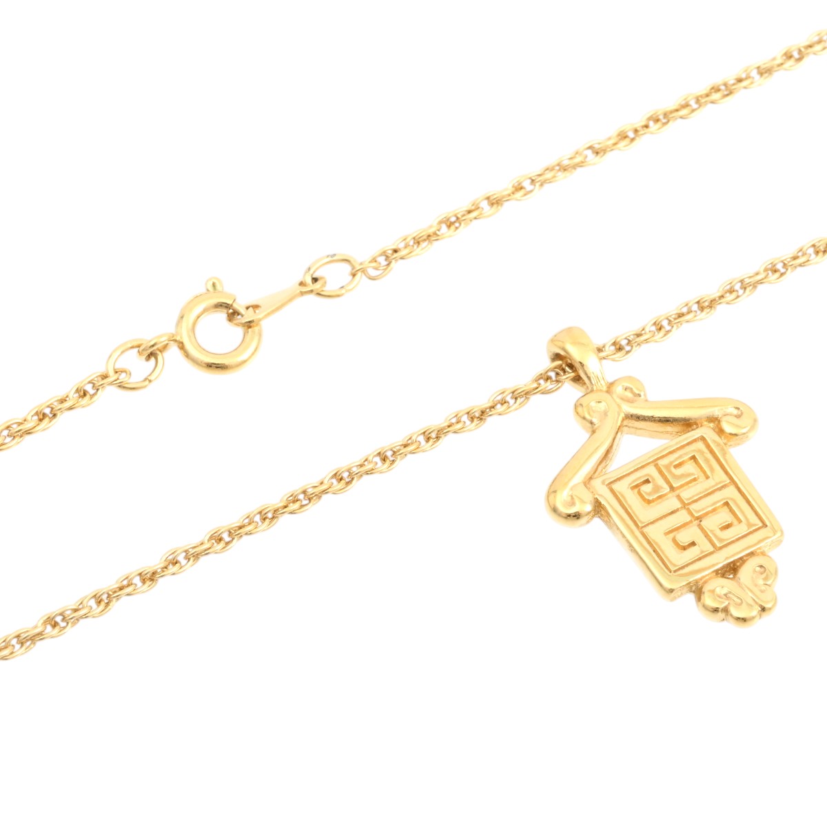 Square Design Logo Plate Necklace Gold