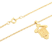 Square Design Logo Plate Necklace Gold