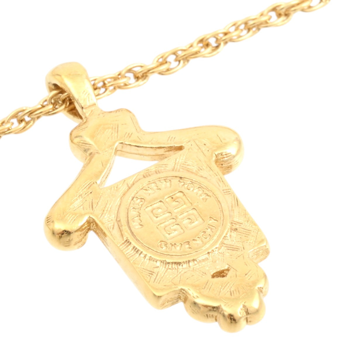 Square Design Logo Plate Necklace Gold