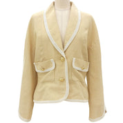 Linen CC Mark Button Jacket Ivory/White