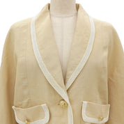 Linen CC Mark Button Jacket Ivory/White