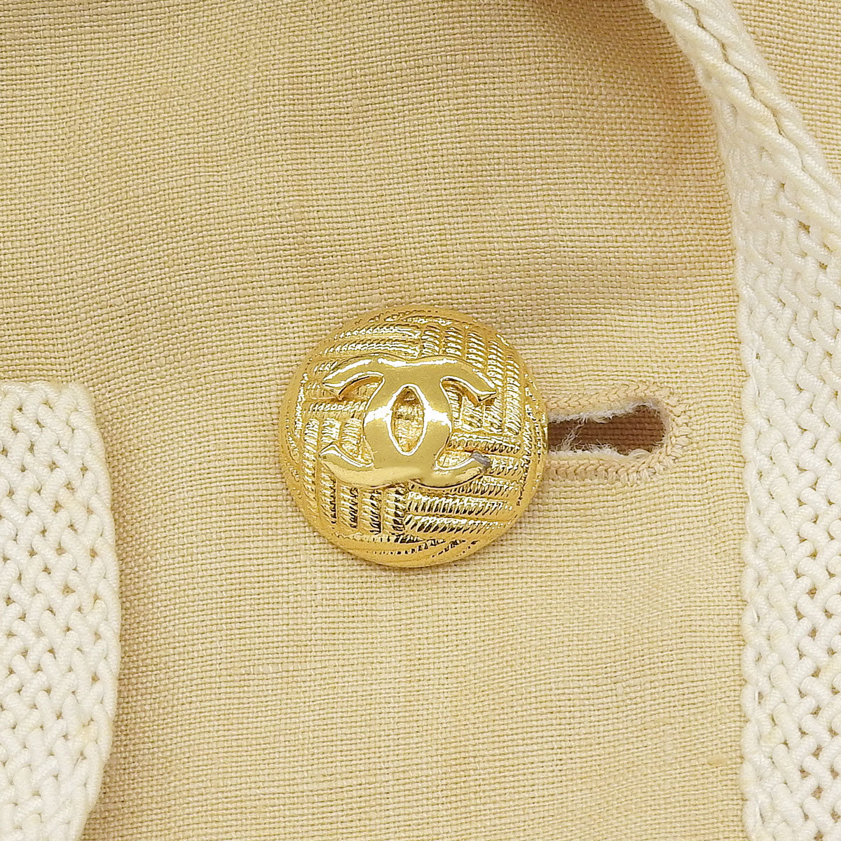 Linen CC Mark Button Jacket Ivory/White