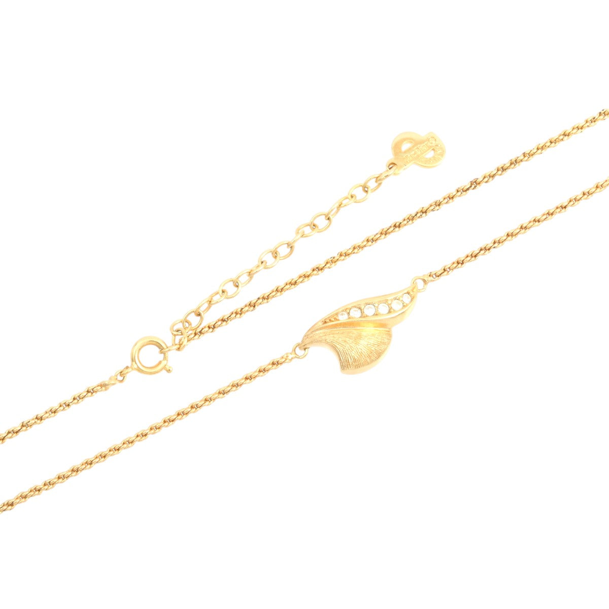 Rhinestone Wing Motif Necklace Gold