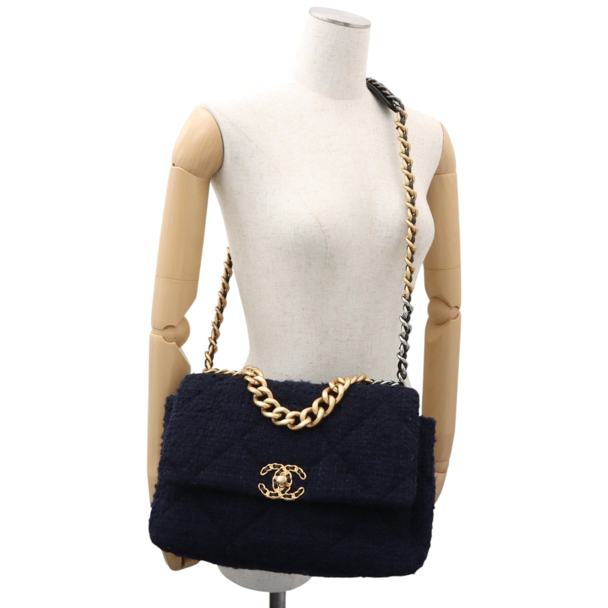 2020年頃製 ツイードシャネル19 2wayバッグ ネイビー