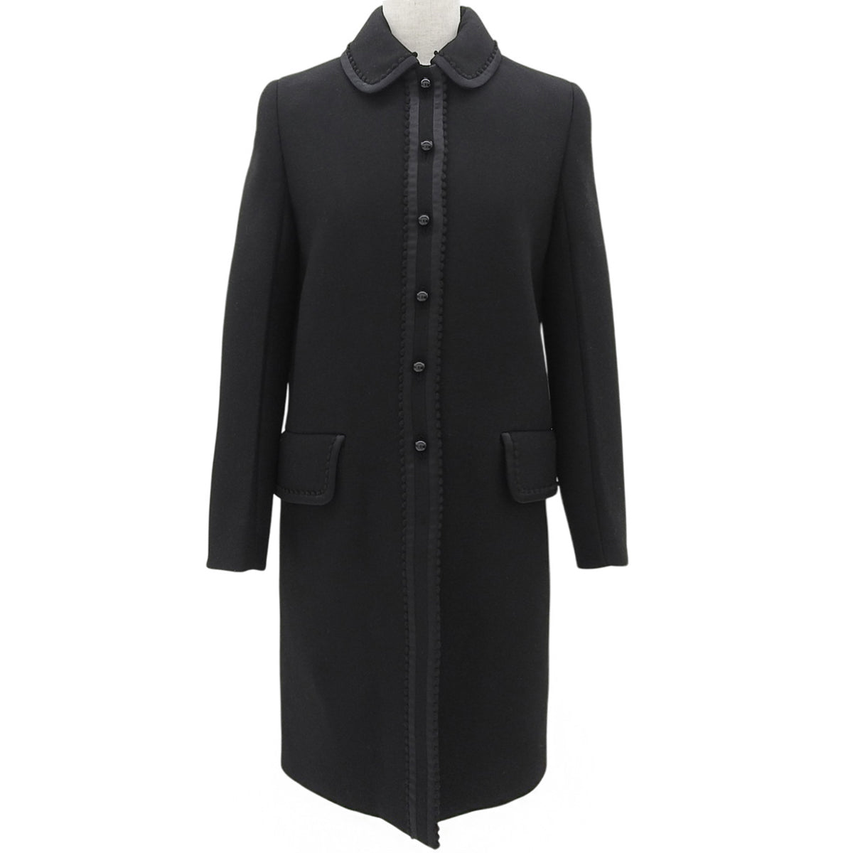 2016 Wool Ruffle Design Coat #36 Black