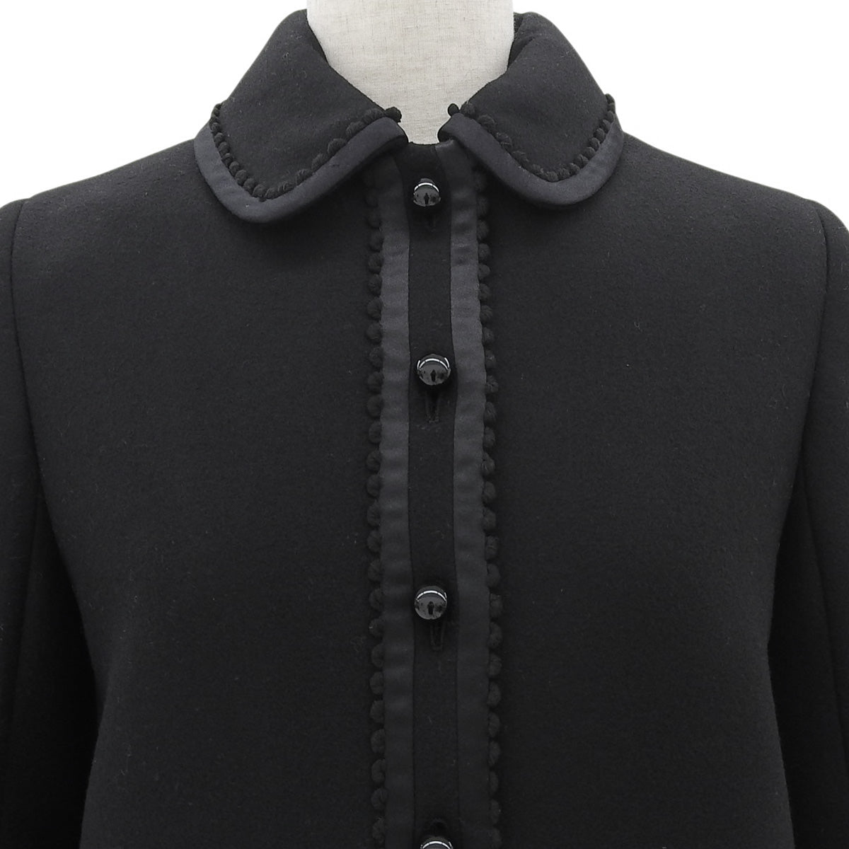 2016 Wool Ruffle Design Coat #36 Black