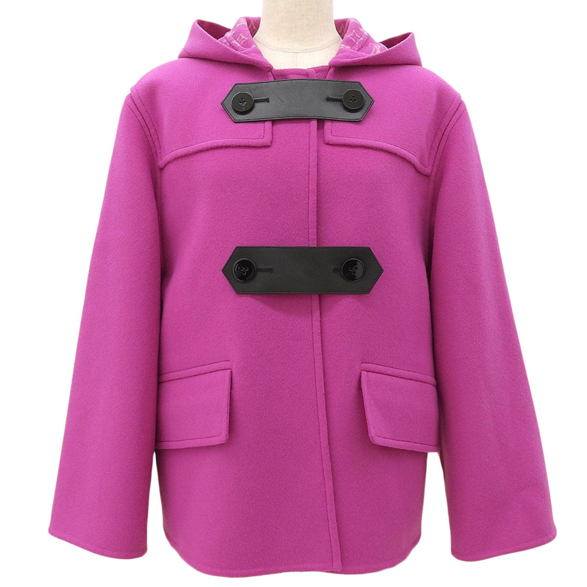 2018 Wool Belt Design Hooded Coat Pink