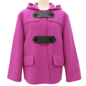 2018 Wool Belt Design Hooded Coat Pink