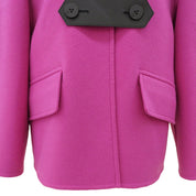 2018 Wool Belt Design Hooded Coat Pink