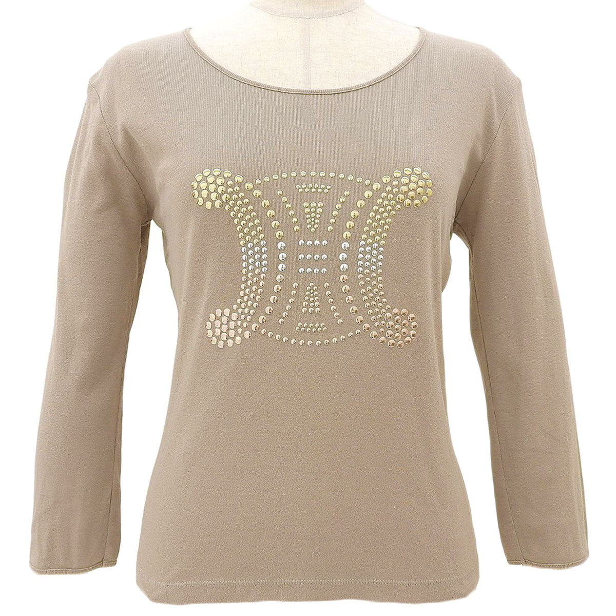 マカダムスタッズ長袖Tシャツ #M ベージュ
