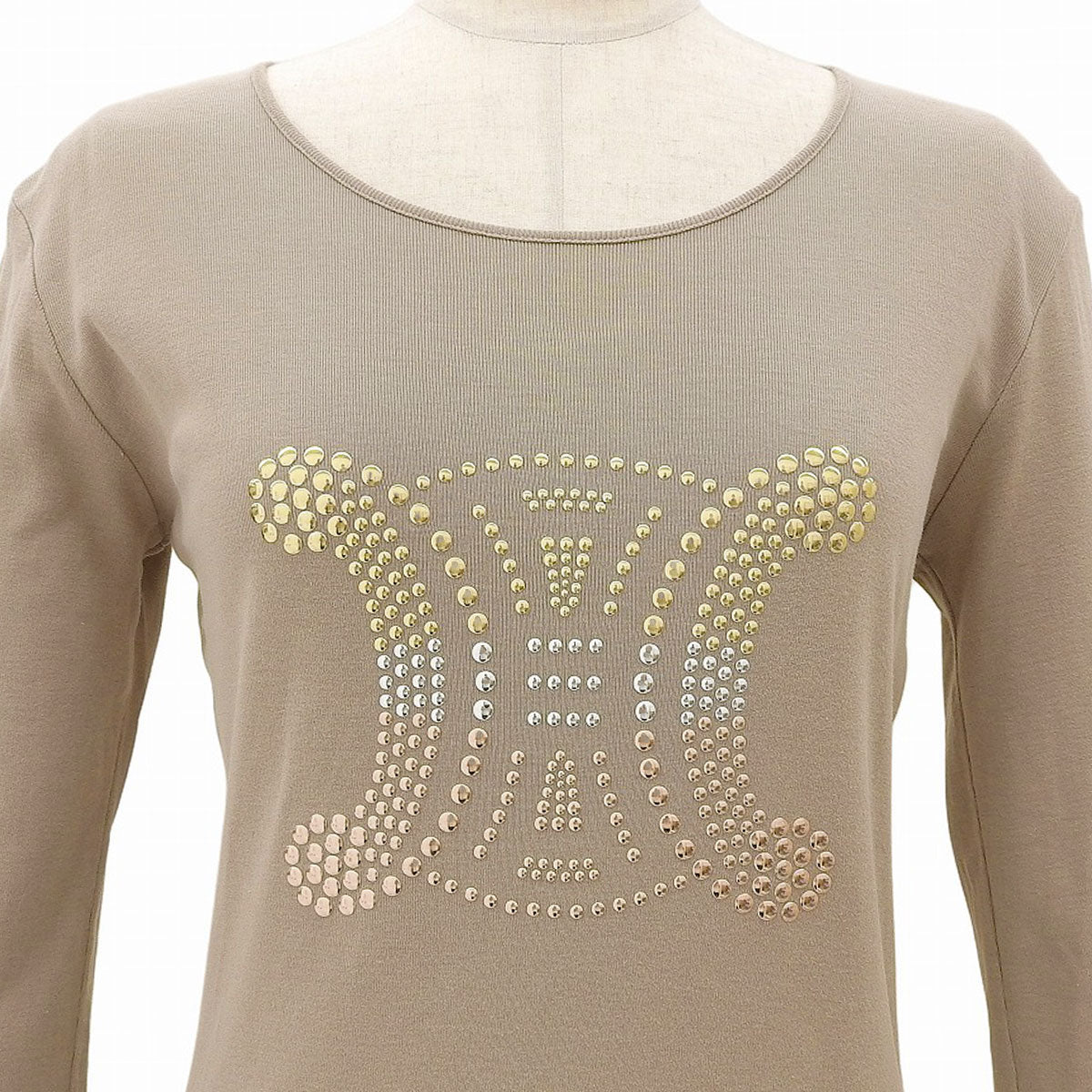 マカダムスタッズ長袖Tシャツ #M ベージュ