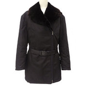 Nylon Leather Combination Fur Collar Coat #40 Black